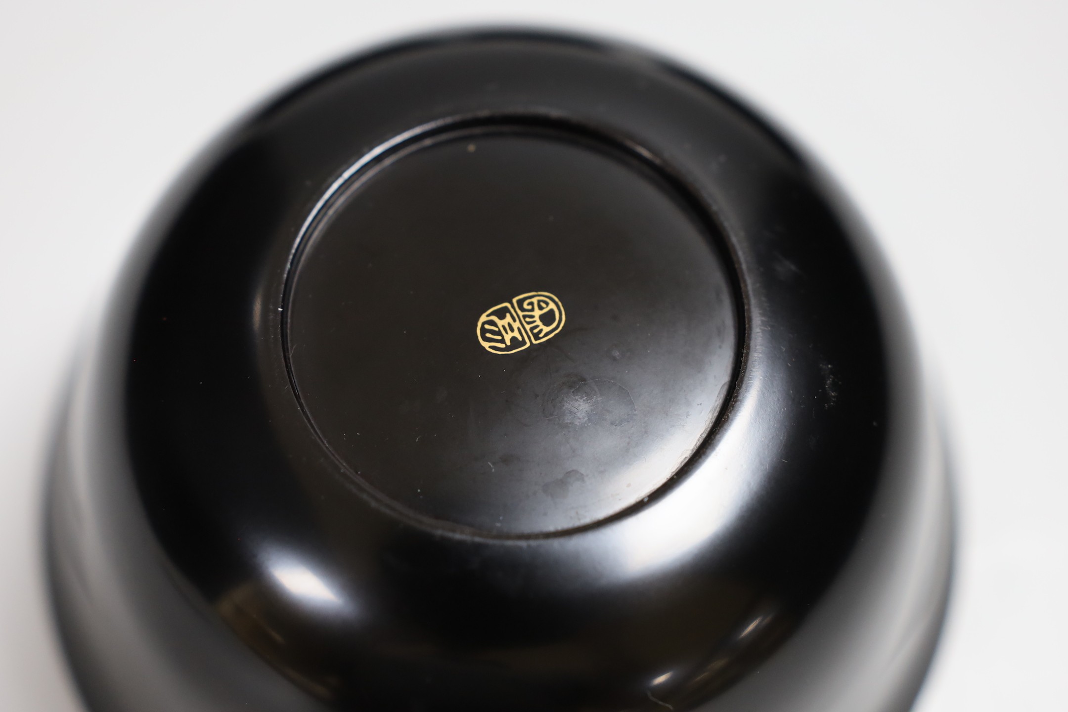 A boxed set of six Japanese lacquer bowls, 1933
